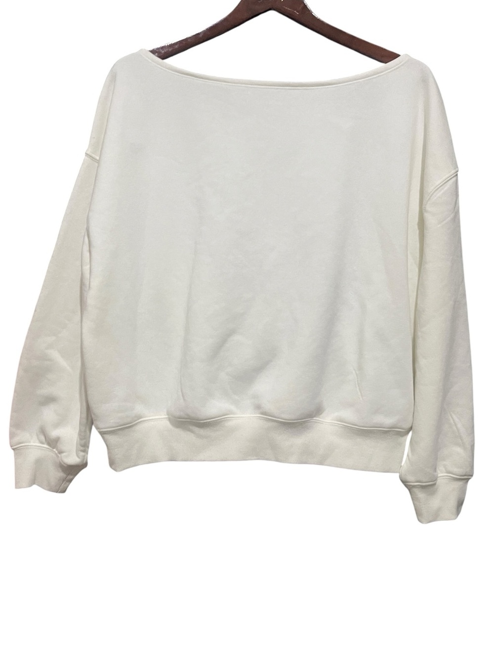 Women's McQueen‎ 95 Off the Shoulder Graphic Pullover Sweatshirt Off-White L - Picture 5 of 6
